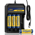 4 Pack 18650 Rechargeable Battery Button Top with Charger