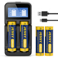 18650 Rechargeable Battery Flat Top with 2-Bay Charger
