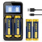 18650 Rechargeable Battery Flat Top with 2-Bay Charger