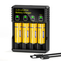4-Pack 18500 3.2V Rechargeable Battery with Charger