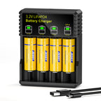 4-Pack 18500 3.2V Rechargeable Battery with Charger