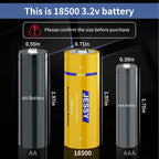 4-Pack 18500 3.2V Rechargeable Battery with Charger