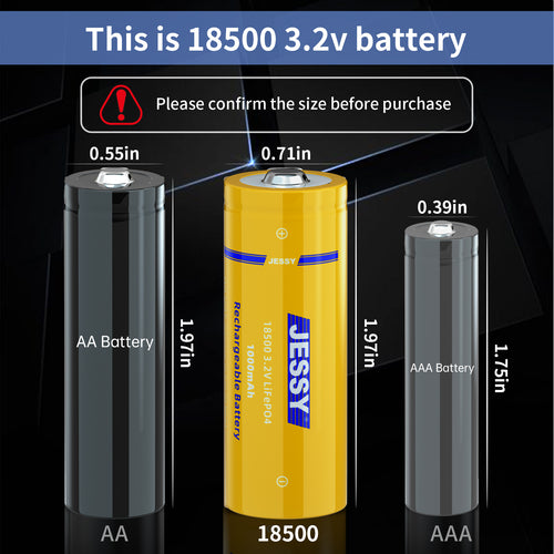 4-Pack 18500 3.2V Rechargeable Battery with Charger