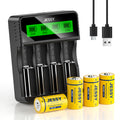 4 Pack CR123A 3.7V Rechargeable Battery with Charger