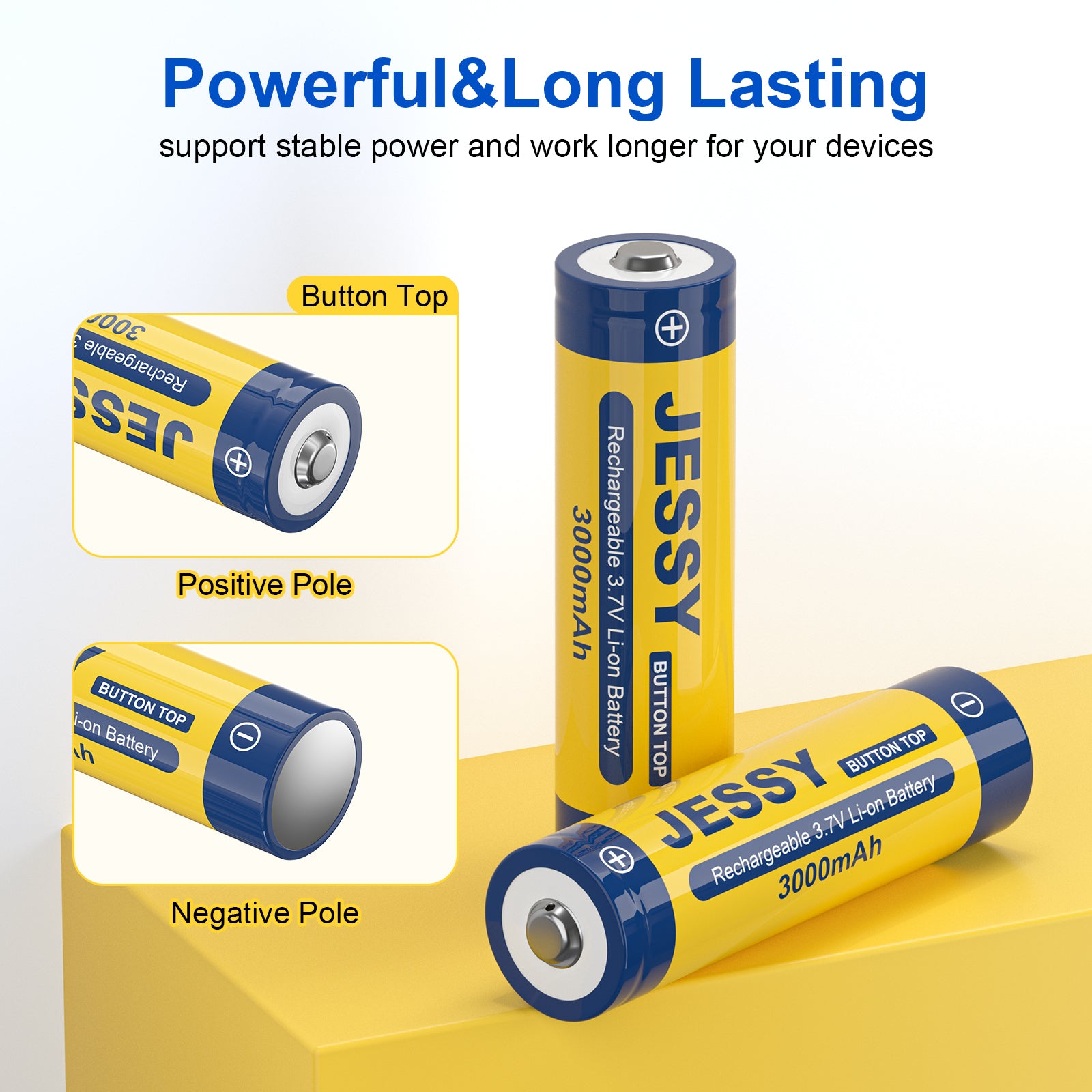 18650 Rechargeable Battery Button Top 2-Pack