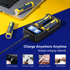 18650 Rechargeable Battery Flat Top with 2-Bay Charger