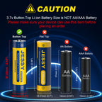 4 Pack 18650 Rechargeable Battery Button Top with Charger