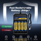 4 Pack 18650 Rechargeable Battery Button Top with Charger