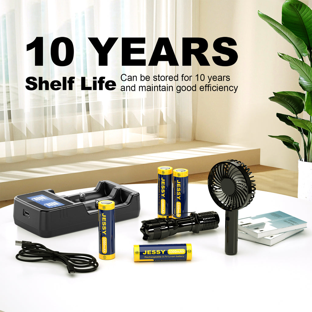 18650 Rechargeable Battery Flat Top with 2-Bay Charger