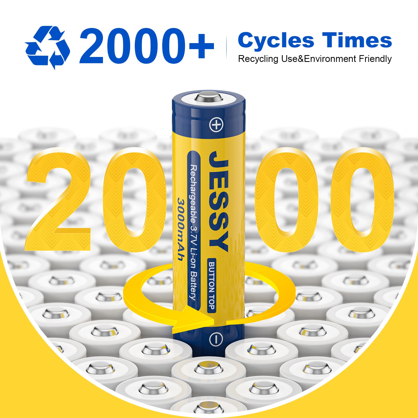 18650 Rechargeable Battery Button Top 4-Pack