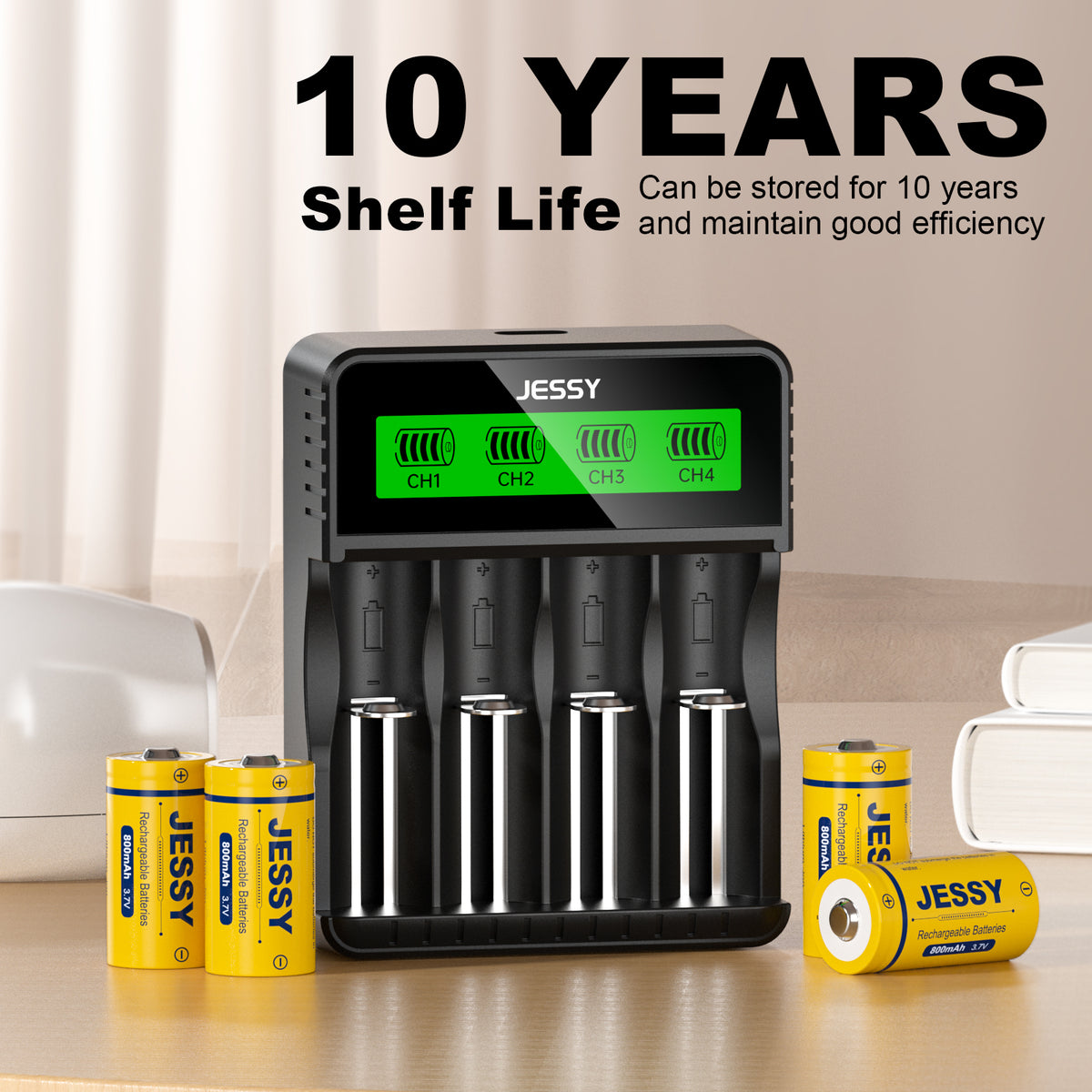 8 Pack CR123A 3.7V Rechargeable Battery with Charger