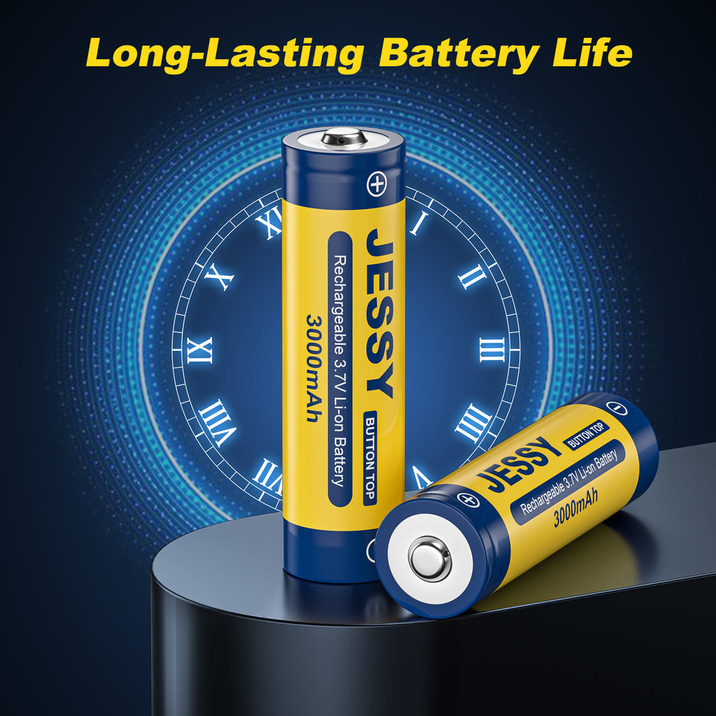 4 Pack 18650 Rechargeable Battery Button Top with Charger
