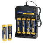 6 Pack 18650 Rechargeable Battery Flat Top with Charger