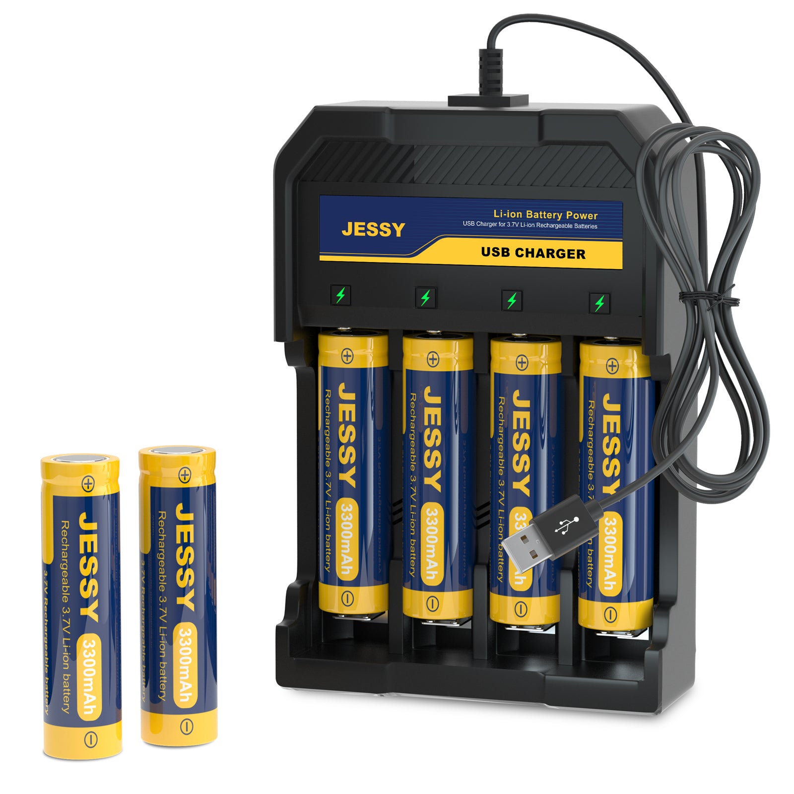 6 Pack 18650 Rechargeable Battery Flat Top with Charger