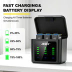 JESSY 2000mAh Battery Kit for GoPro HERO 12/11/10/9 – 3-Pack Rechargeable Batteries with USB-C Triple Charging Case - JESSY Battery